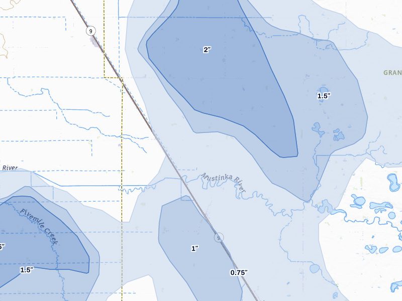 NEXRAD radar-signature map of the hail over Norcross, MN