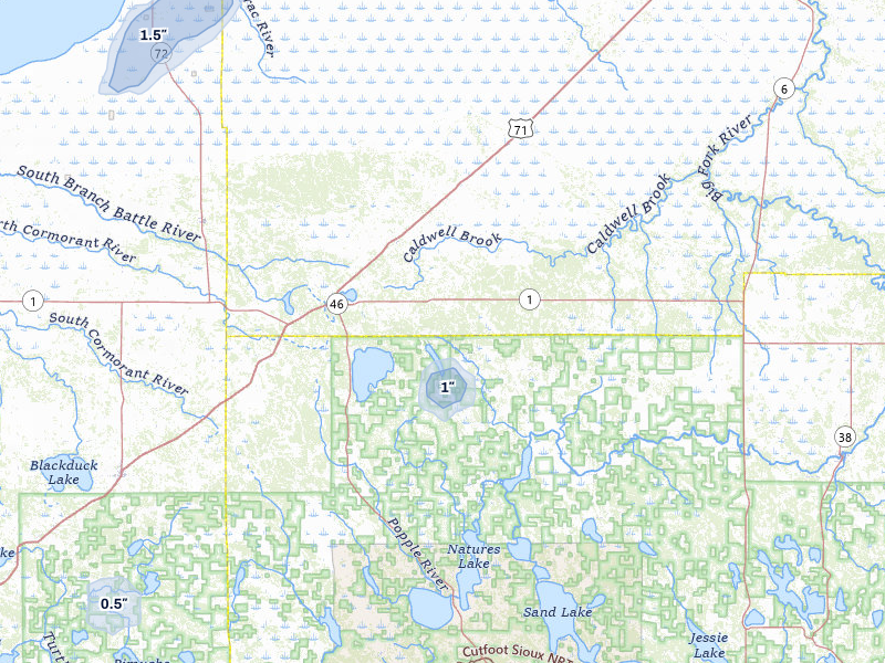 NEXRAD radar-signature map of the hail over Northome, MN