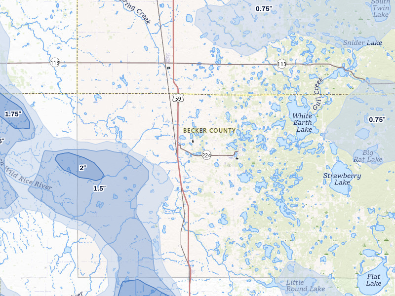 NEXRAD radar-signature map of the hail storm over Ogema, MN on Jul 6, 2026
