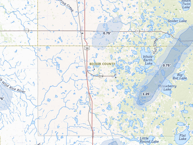 NEXRAD radar-signature map of the hail storm over Ogema, MN on Aug 3, 2026