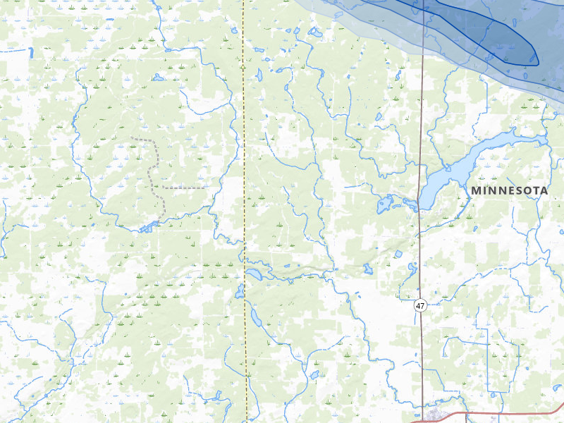 NEXRAD radar-signature map of the hail over Ogilvie, MN