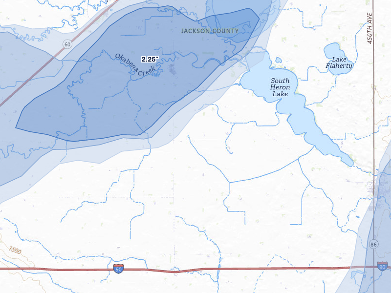 NEXRAD radar-signature map of the hail storm over Okabena, MN on May 17, 2026