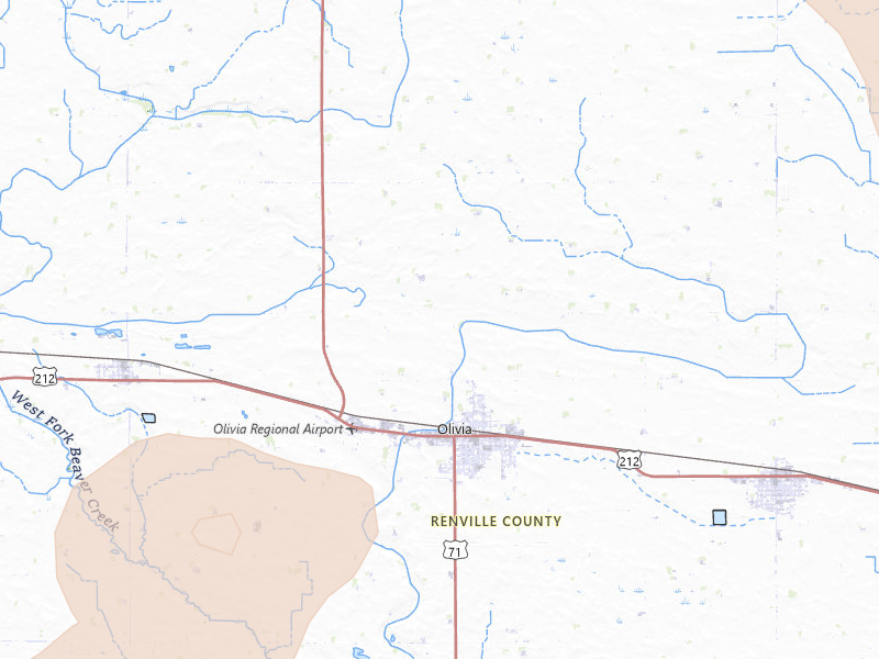 Radar-estimated hail-size map of the storm over Olivia, MN on May 24, 2026