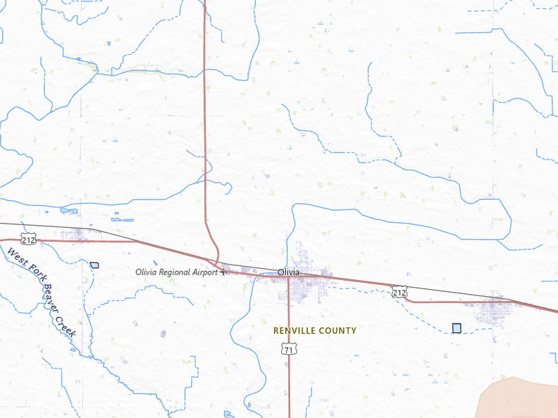 Radar-estimated hail-size map of the storm over Olivia, MN on Jul 4, 2026