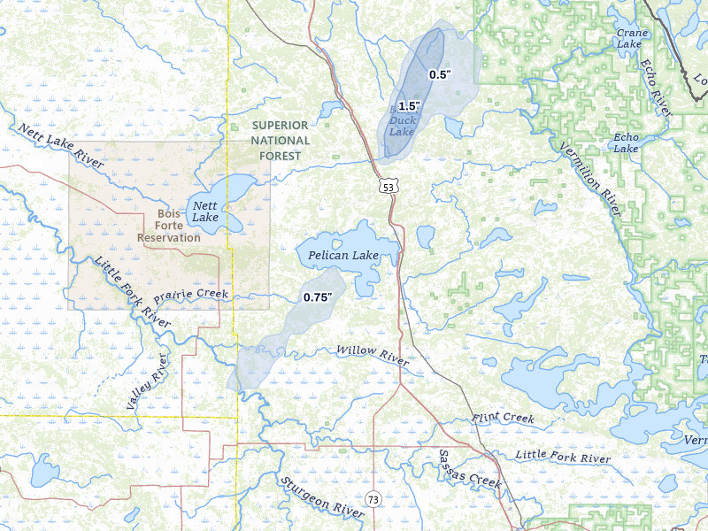NEXRAD radar-signature map of the hail storm over Orr, MN on Jun 29, 2026