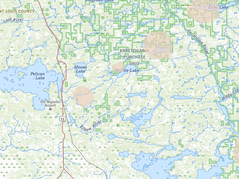 Radar-estimated hail-size map of the storm over Orr, MN on Aug 3, 2026