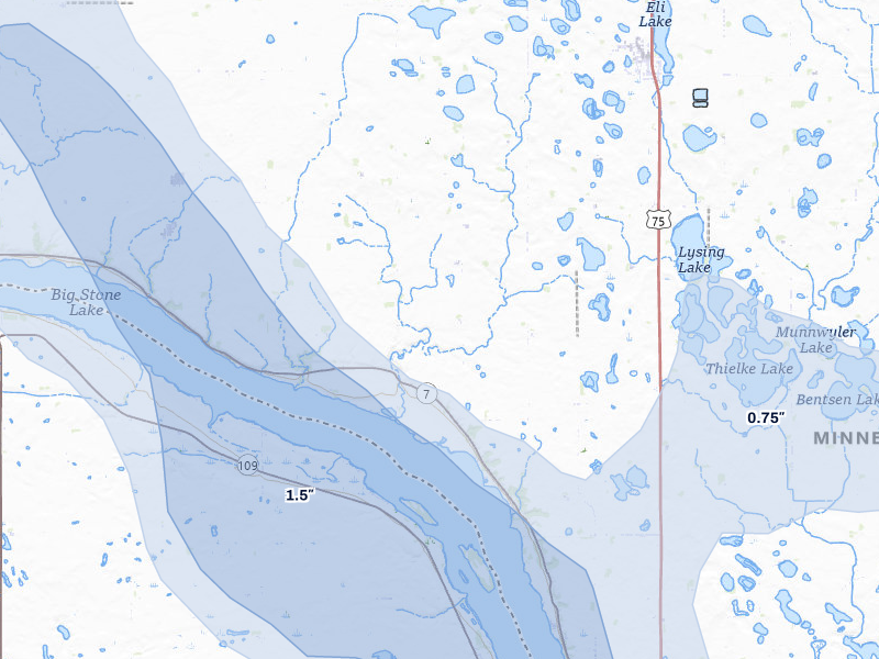 NEXRAD radar-signature map of the hail over Ortonville, MN