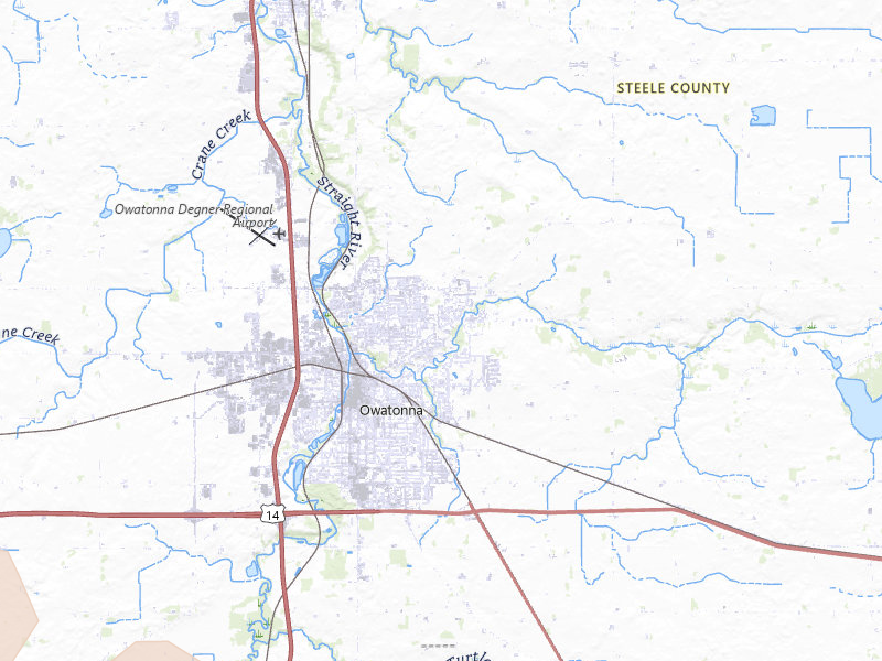 Radar-estimated hail-size map of the storm over Owatonna, MN on Jul 19, 2026