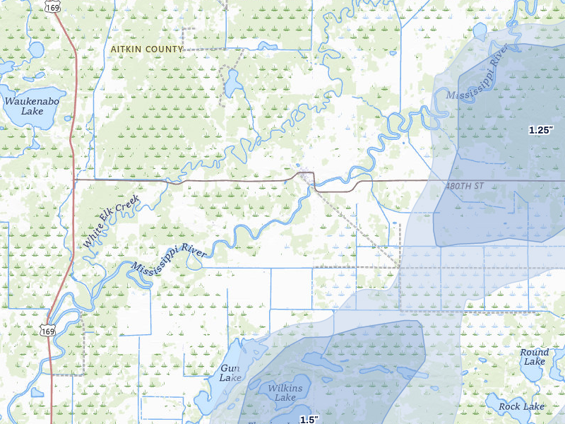 NEXRAD radar-signature map of the hail storm over Palisade, MN on Jun 29, 2026