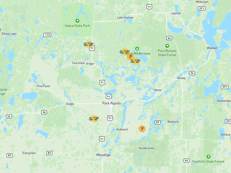 Hail map of Park Rapids, MN on Jun 29, 2026, hail up to 1"