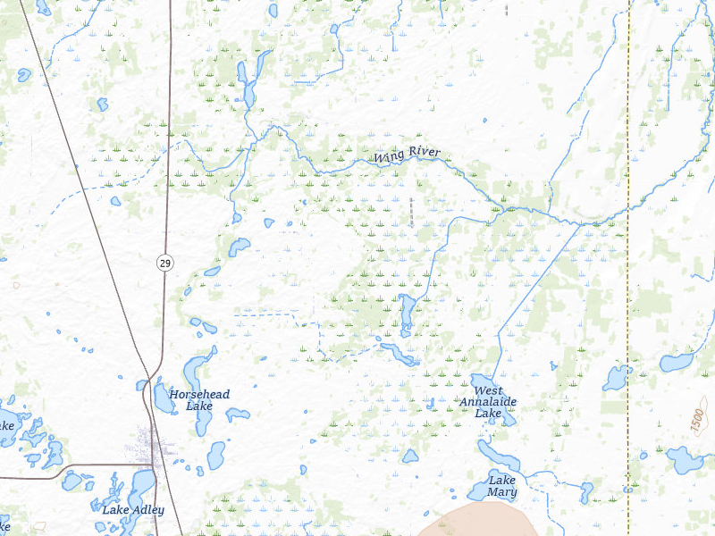 Radar-estimated hail-size map of the storm over Parkers Prairie, MN on Jul 6, 2026