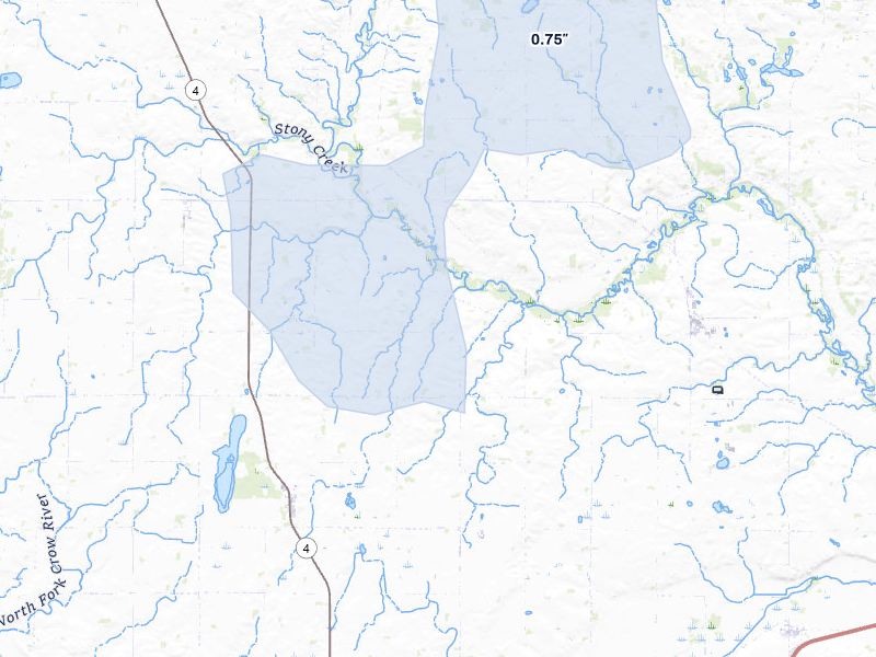 NEXRAD radar-signature map of the hail over Paynesville, MN