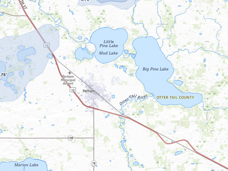 NEXRAD radar-signature map of the hail storm over Perham, MN on Aug 3, 2026