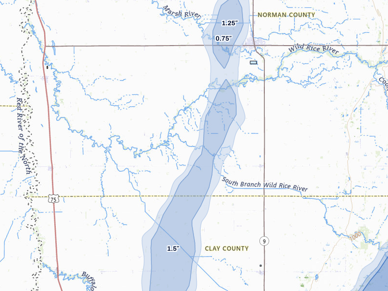 NEXRAD radar-signature map of the hail storm over Perley, MN on Jun 29, 2026