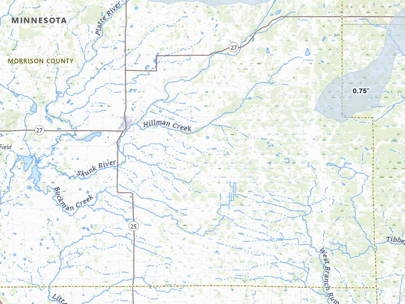 NEXRAD radar-signature map of the hail storm over Pierz, MN on Jul 6, 2026