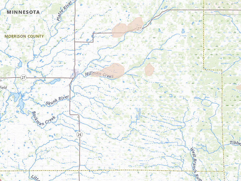 Radar-estimated hail-size map of the storm over Pierz, MN on Jul 7, 2026