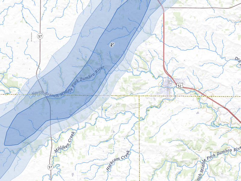 NEXRAD radar-signature map of the hail storm over Pine Island, MN on Jun 29, 2026