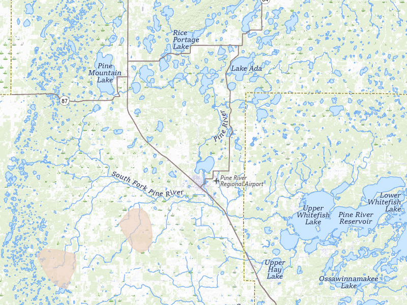 Radar-estimated hail-size map of the storm over Pine River, MN on Jun 29, 2026