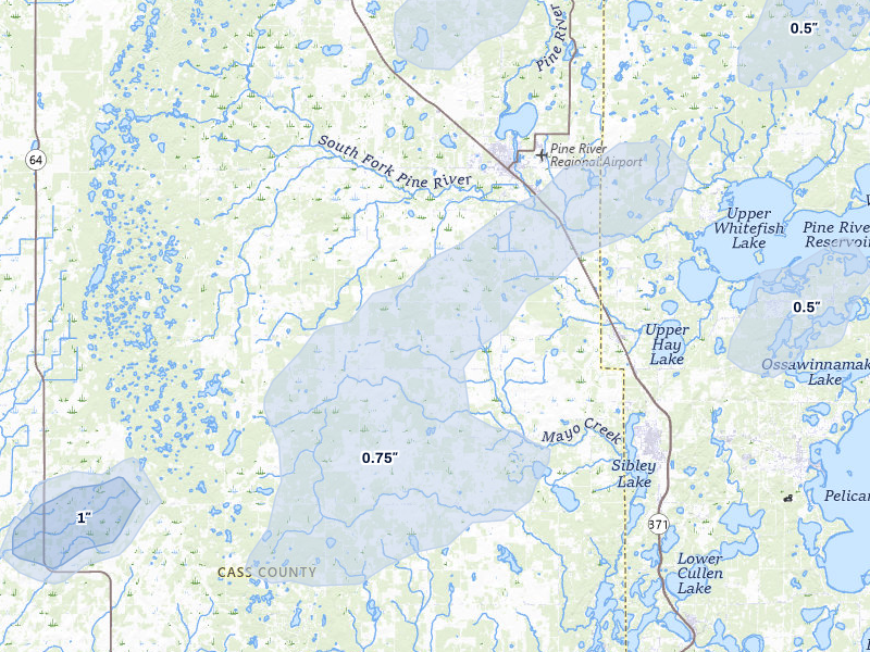 NEXRAD radar-signature map of the hail storm over Pine River, MN on Aug 3, 2026