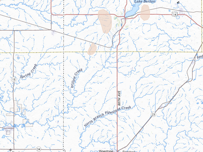 Radar-estimated hail-size map of the storm over Pipestone, MN on Jun 9, 2026