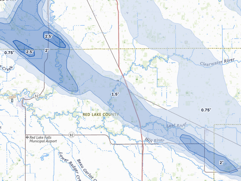 NEXRAD radar-signature map of the hail over Plummer, MN
