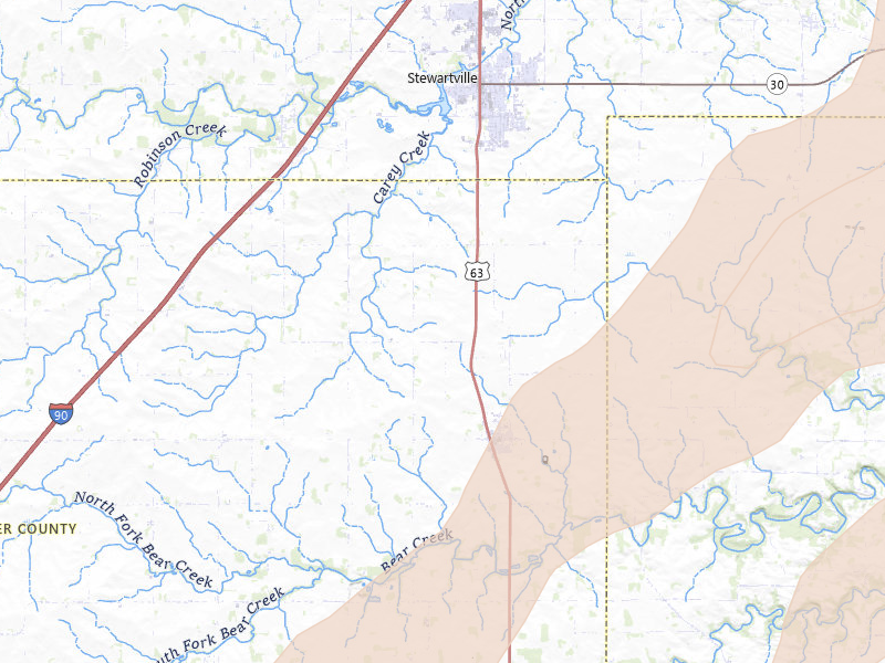 Radar-estimated hail-size map of the storm over Racine, MN on Jun 30, 2026