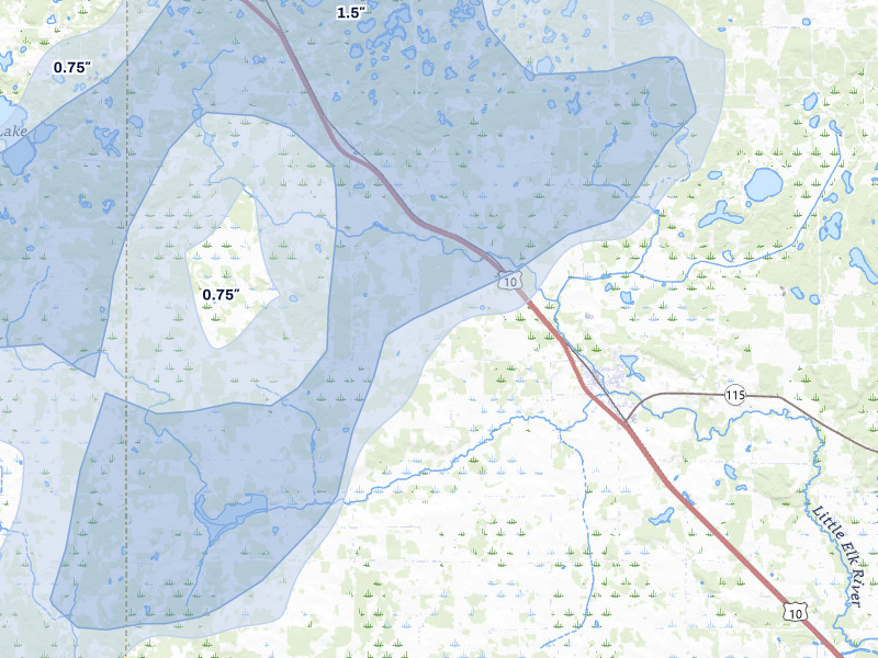 NEXRAD radar-signature map of the hail storm over Randall, MN on Jun 29, 2026