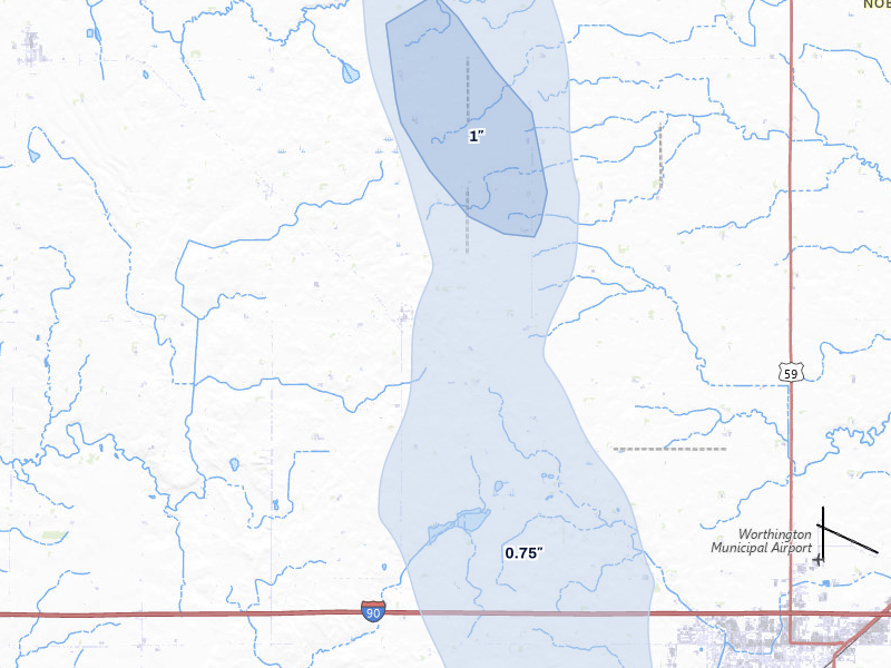 NEXRAD radar-signature map of the hail storm over Reading, MN on Jun 30, 2026