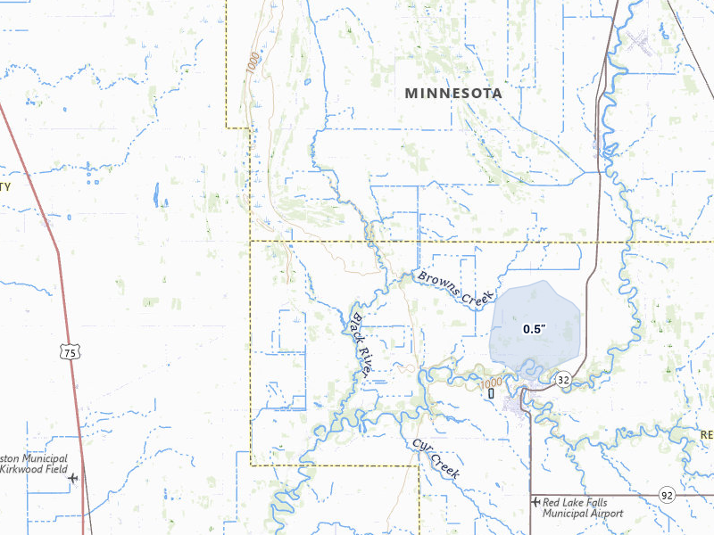 NEXRAD radar-signature map of the hail storm over Red Lake Falls, MN on May 11, 2026