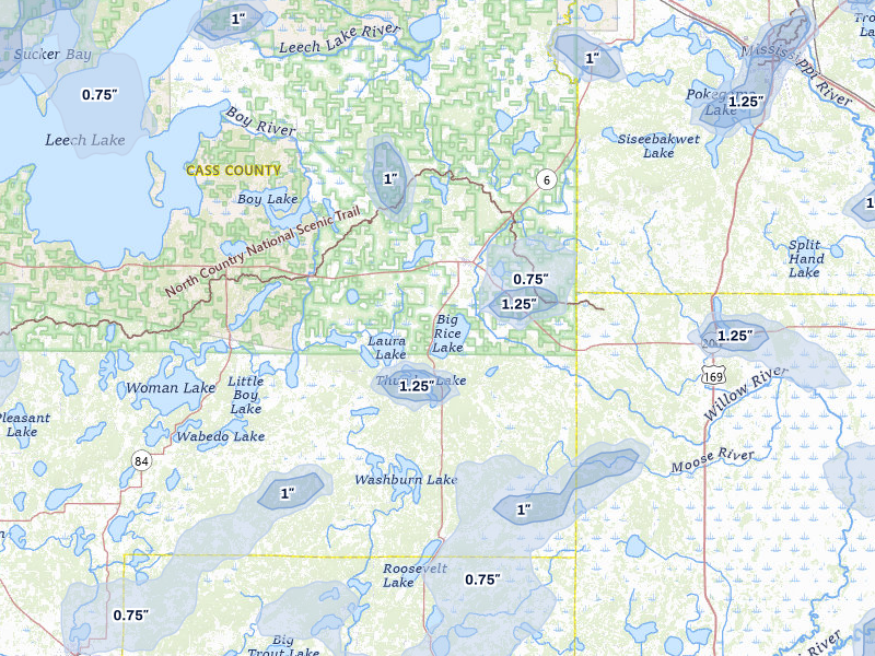 NEXRAD radar-signature map of the hail storm over Remer, MN on Jun 29, 2026