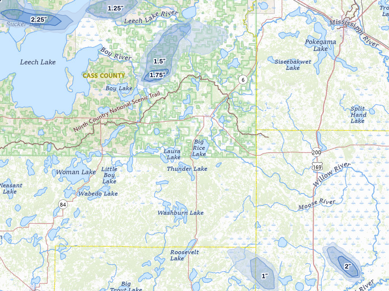 NEXRAD radar-signature map of the hail storm over Remer, MN on Jul 3, 2026