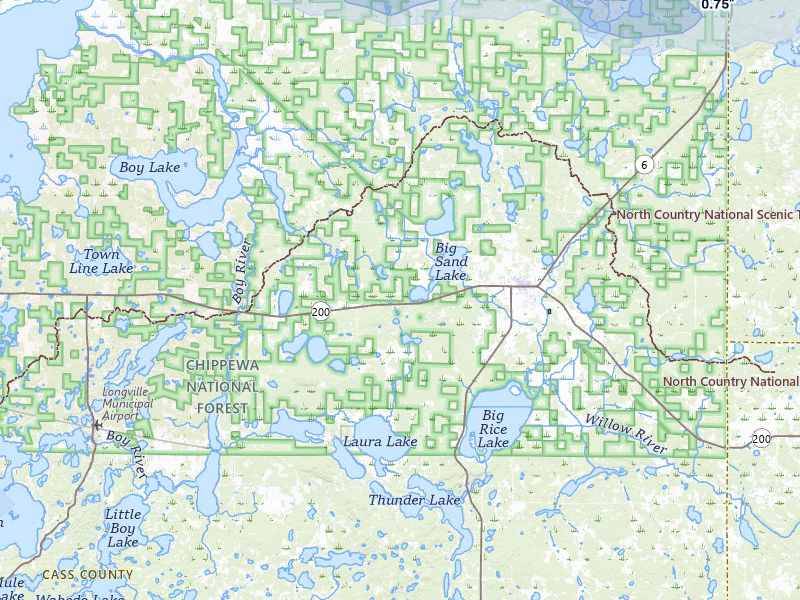 NEXRAD radar-signature map of the hail storm over Remer, MN on Aug 7, 2026