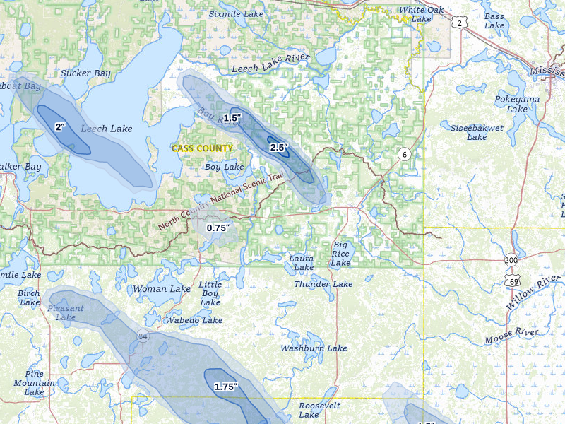 NEXRAD radar-signature map of the hail storm over Remer, MN on Aug 20, 2026