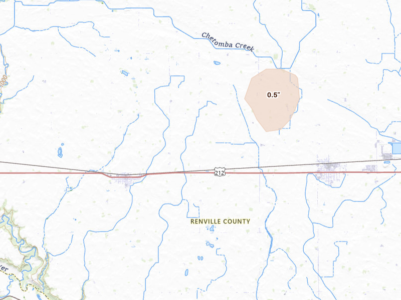 Radar-estimated hail-size map of the storm over Renville, MN