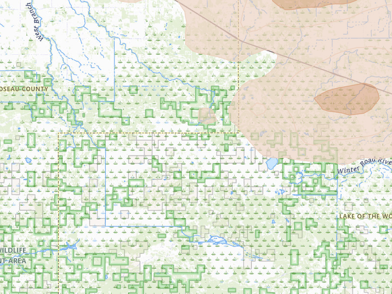 Radar-estimated hail-size map of the storm over Roosevelt, MN on Jul 6, 2026