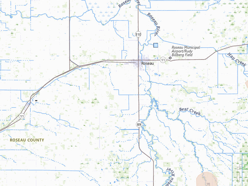 Radar-estimated hail-size map of the storm over Roseau, MN on Jun 15, 2026