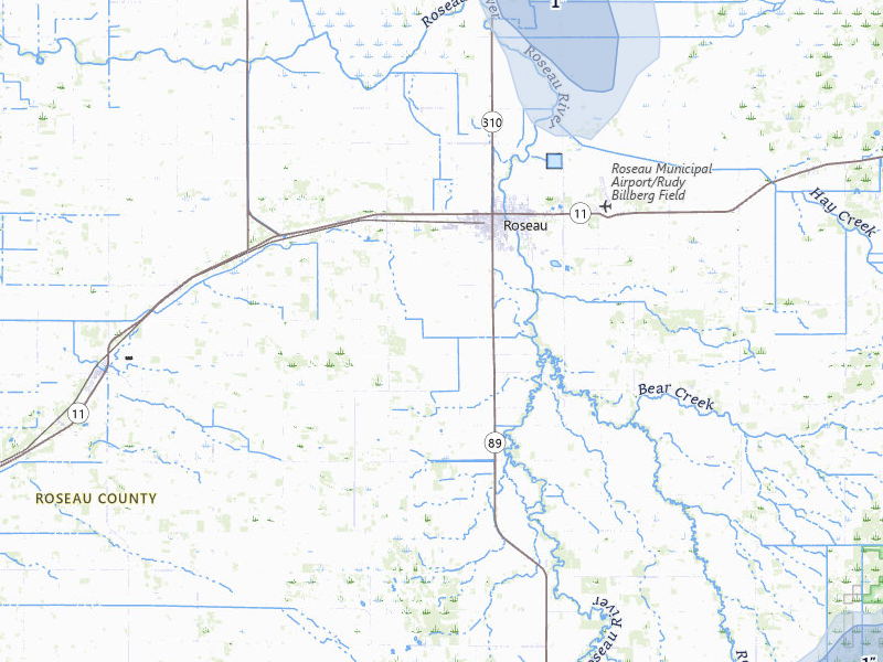 NEXRAD radar-signature map of the hail over Roseau, MN