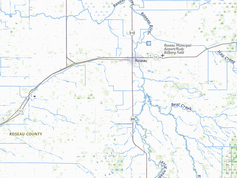 Radar-estimated hail-size map of the storm over Roseau, MN on Jul 6, 2026