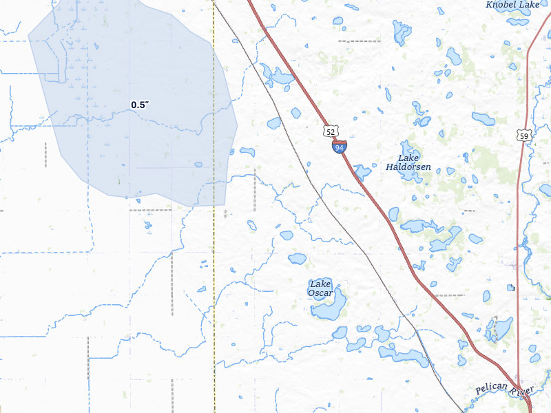 NEXRAD radar-signature map of the hail over Rothsay, MN