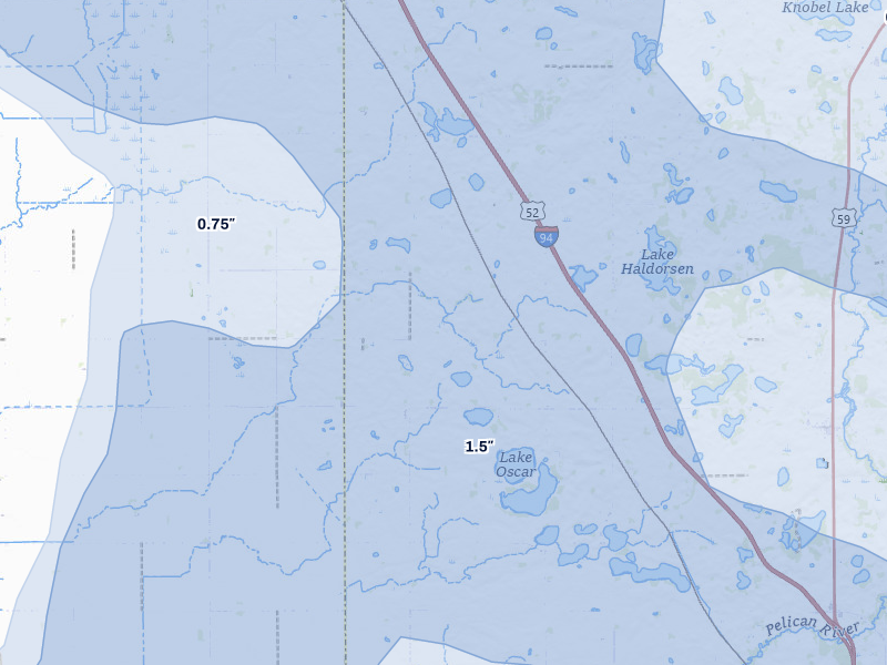 NEXRAD radar-signature map of the hail storm over Rothsay, MN on Jul 6, 2026