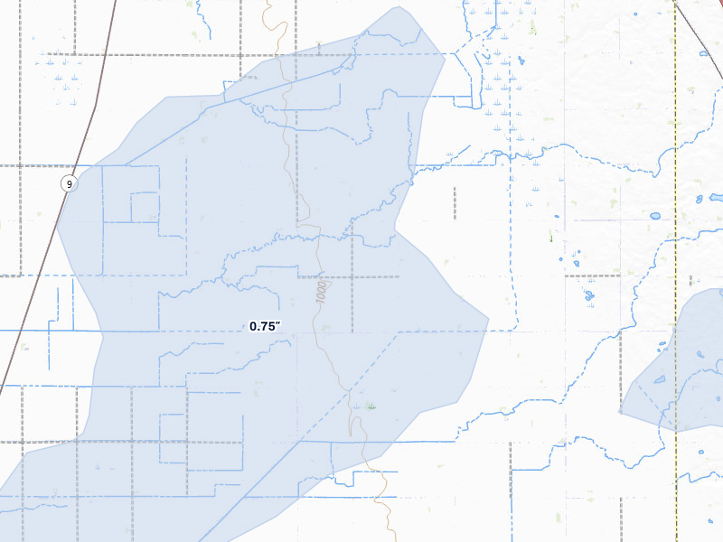NEXRAD radar-signature map of the hail storm over Rothsay, MN on Aug 3, 2026