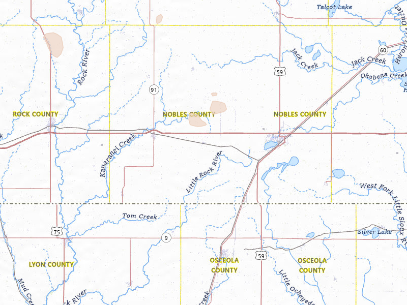 Radar-estimated hail-size map of the storm over Rushmore, MN on Jul 25, 2026