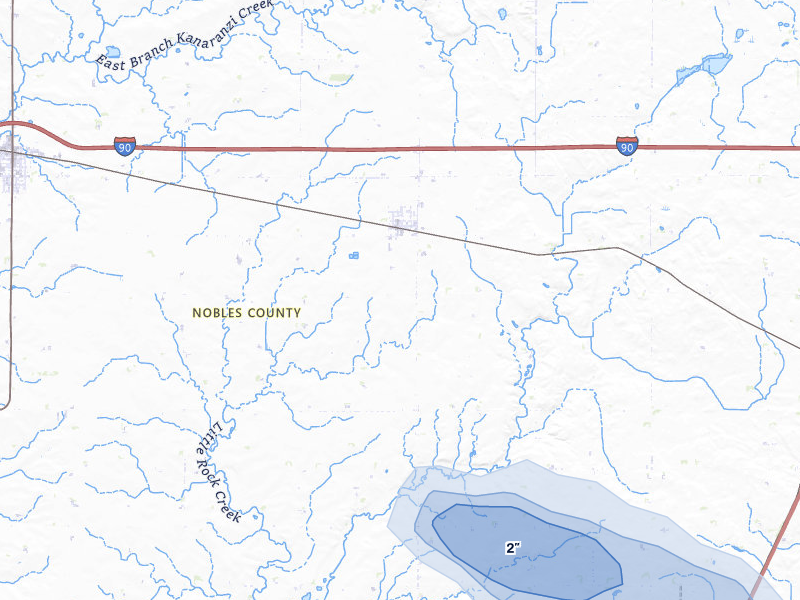 NEXRAD radar-signature map of the hail storm over Rushmore, MN on Aug 18, 2026