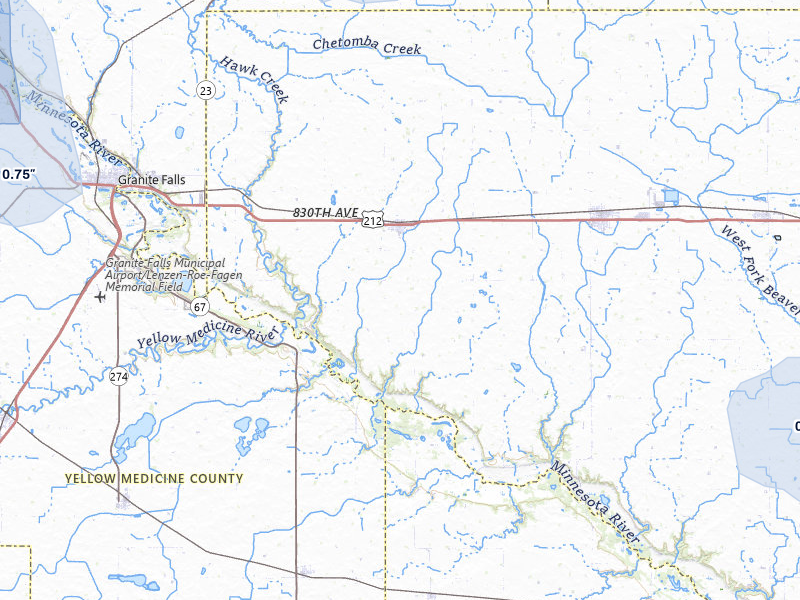 NEXRAD radar-signature map of the hail storm over Sacred Heart, MN on Jul 4, 2026