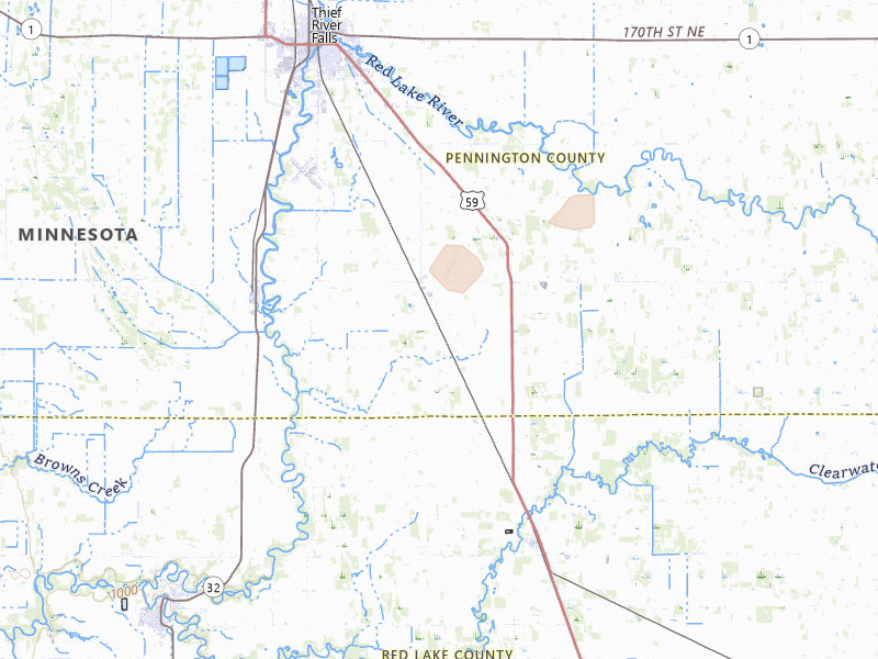 Radar-estimated hail-size map of the storm over Saint Hilaire, MN on Aug 24, 2026