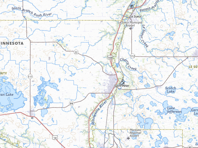 Radar-estimated hail-size map of the storm over Saint Peter, MN on Apr 23, 2026