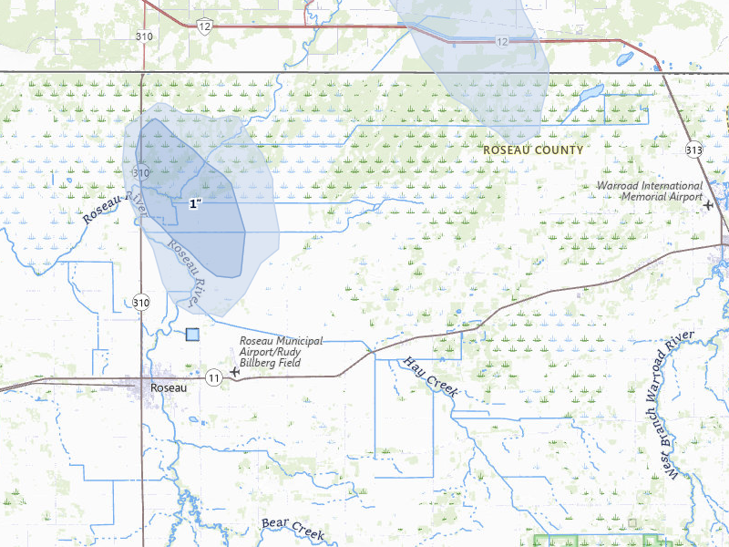 NEXRAD radar-signature map of the hail storm over Salol, MN on Jul 4, 2026