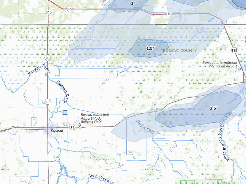 NEXRAD radar-signature map of the hail storm over Salol, MN on Jul 6, 2026