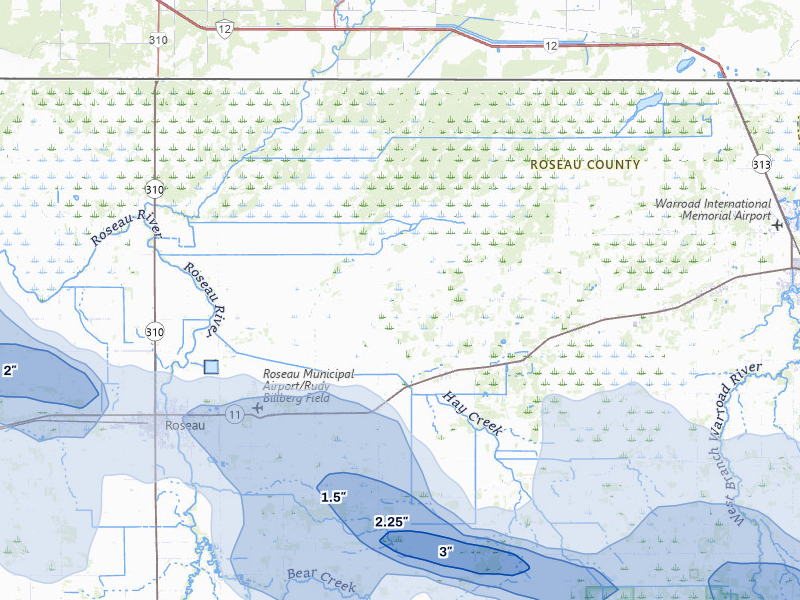 NEXRAD radar-signature map of the hail storm over Salol, MN on Jul 24, 2026