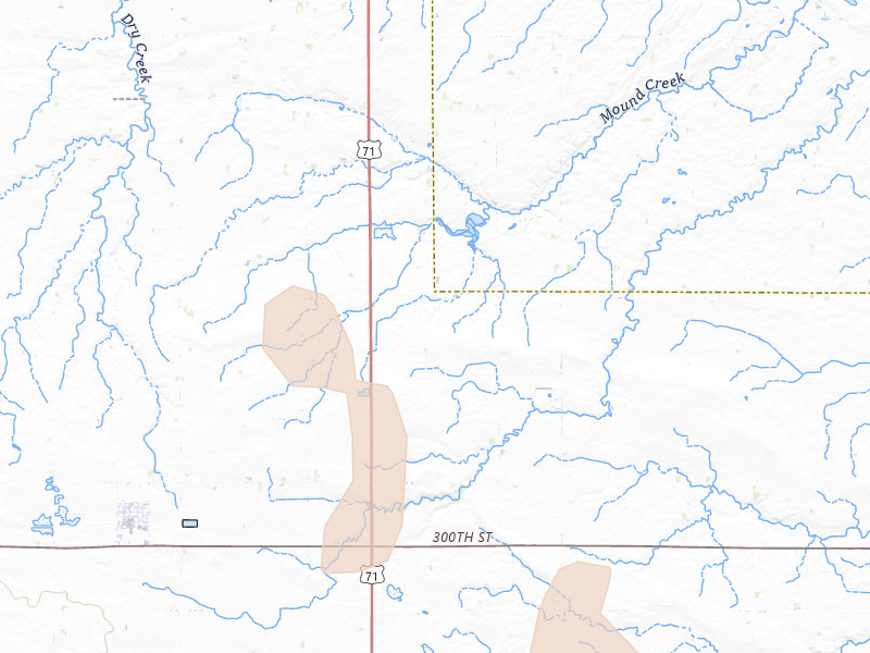 Radar-estimated hail-size map of the storm over Sanborn, MN on Jul 6, 2026